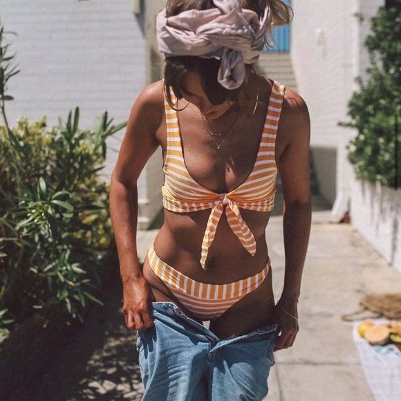 Sale Blue and White Striped Bikini - Picture 2 of 4